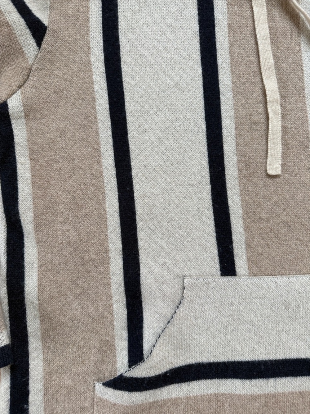 La Ligne Baja Striped Cashmere Hoodie In Heather Cream/heather Tan/navy size XS - Picture 5 of 13